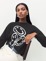 HUGO Black Seginy Knit Graphic Print Jumper - Image 4 of 5