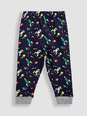 JoJo Maman Bébé Navy Space Print Glow In The Dark Jersey Pyjamas - Image 5 of 6