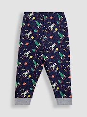 JoJo Maman Bébé Navy Space Print Glow In The Dark Jersey Pyjamas - Image 6 of 6