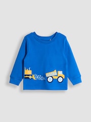 JoJo Maman Bébé Blue Construction Print Glow In The Dark Jersey Pyjamas - Image 3 of 11