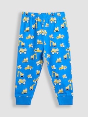 JoJo Maman Bébé Blue Construction Print Glow In The Dark Jersey Pyjamas - Image 5 of 11