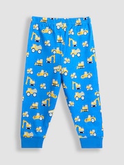 JoJo Maman Bébé Blue Construction Print Glow In The Dark Jersey Pyjamas - Image 6 of 11