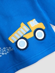JoJo Maman Bébé Blue Construction Print Glow In The Dark Jersey Pyjamas - Image 7 of 11