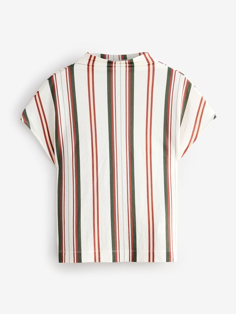 Orange Short Sleeves Stripe Drape T-Shirt - Image 1 of 1