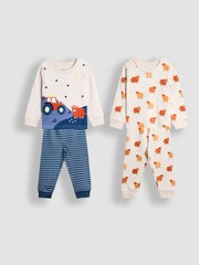 JoJo Maman Bébé Natural Highland Cow Character Mix And Match 2 Pack Pyjamas - Image 1 of 10