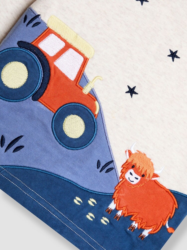 JoJo Maman Bébé Natural Highland Cow Character Mix And Match 2 Pack Pyjamas - Image 10 of 10