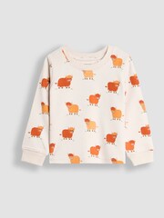 JoJo Maman Bébé Natural Highland Cow Character Mix And Match 2 Pack Pyjamas - Image 6 of 10