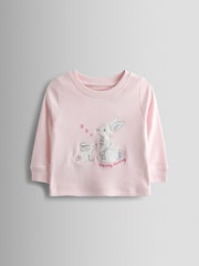 JoJo Maman Bébé Pink Bunny Print 2 Pack Jersey Pyjamas - Image 10 of 13