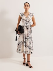 Phase Eight Black Trix Leopard Print 100% Cotton Dress - Image 2 of 8