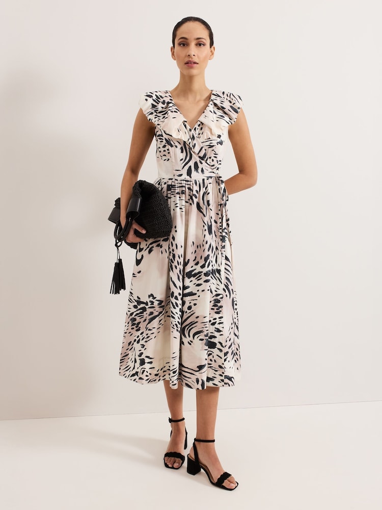 Phase Eight Black Trix Leopard Print 100% Cotton Dress - Image 2 of 8