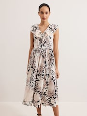 Phase Eight Black Trix Leopard Print 100% Cotton Dress - Image 4 of 8