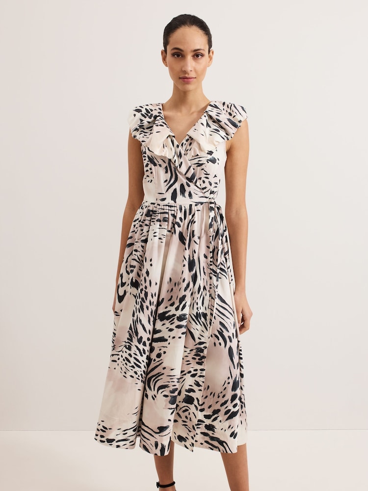 Phase Eight Black Trix Leopard Print 100% Cotton Dress - Image 4 of 7