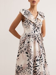 Phase Eight Black Trix Leopard Print 100% Cotton Dress - Image 6 of 8