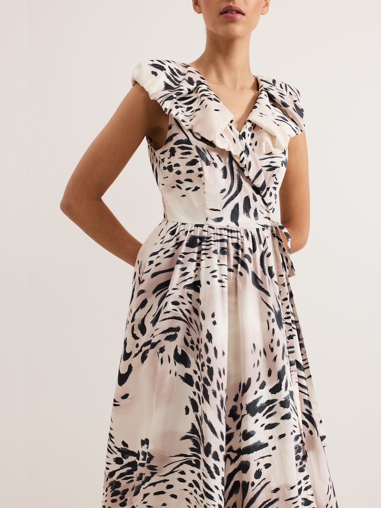 Phase Eight Black Trix Leopard Print 100% Cotton Dress - Image 6 of 7