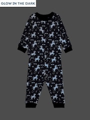 JoJo Maman Bébé Purple Unicorn Print Glow In The Dark Jersey Pyjamas - Image 1 of 10