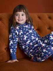 JoJo Maman Bébé Purple Unicorn Print Glow In The Dark Jersey Pyjamas - Image 10 of 10