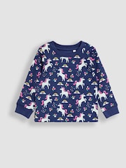 JoJo Maman Bébé Purple Unicorn Print Glow In The Dark Jersey Pyjamas - Image 3 of 10