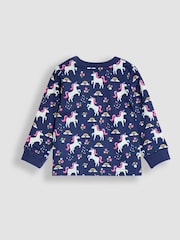 JoJo Maman Bébé Purple Unicorn Print Glow In The Dark Jersey Pyjamas - Image 4 of 10