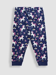 JoJo Maman Bébé Purple Unicorn Print Glow In The Dark Jersey Pyjamas - Image 6 of 10