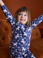 JoJo Maman Bébé Purple Unicorn Print Glow In The Dark Jersey Pyjamas - Image 7 of 10