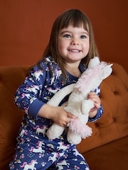 JoJo Maman Bébé Purple Unicorn Print Glow In The Dark Jersey Pyjamas - Image 8 of 10