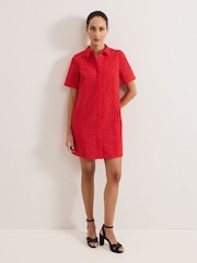 Phase Eight Red Nicky 100% Cotton Shirt Dress - Image 1 of 6