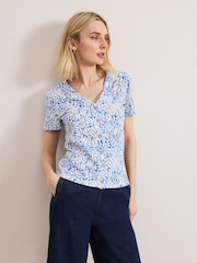 Phase Eight Blue Lorenna 100% Cotton Print Top - Image 1 of 7