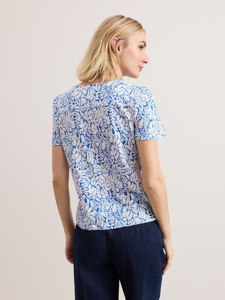 Phase Eight Blue Lorenna 100% Cotton Print Top - Image 2 of 7