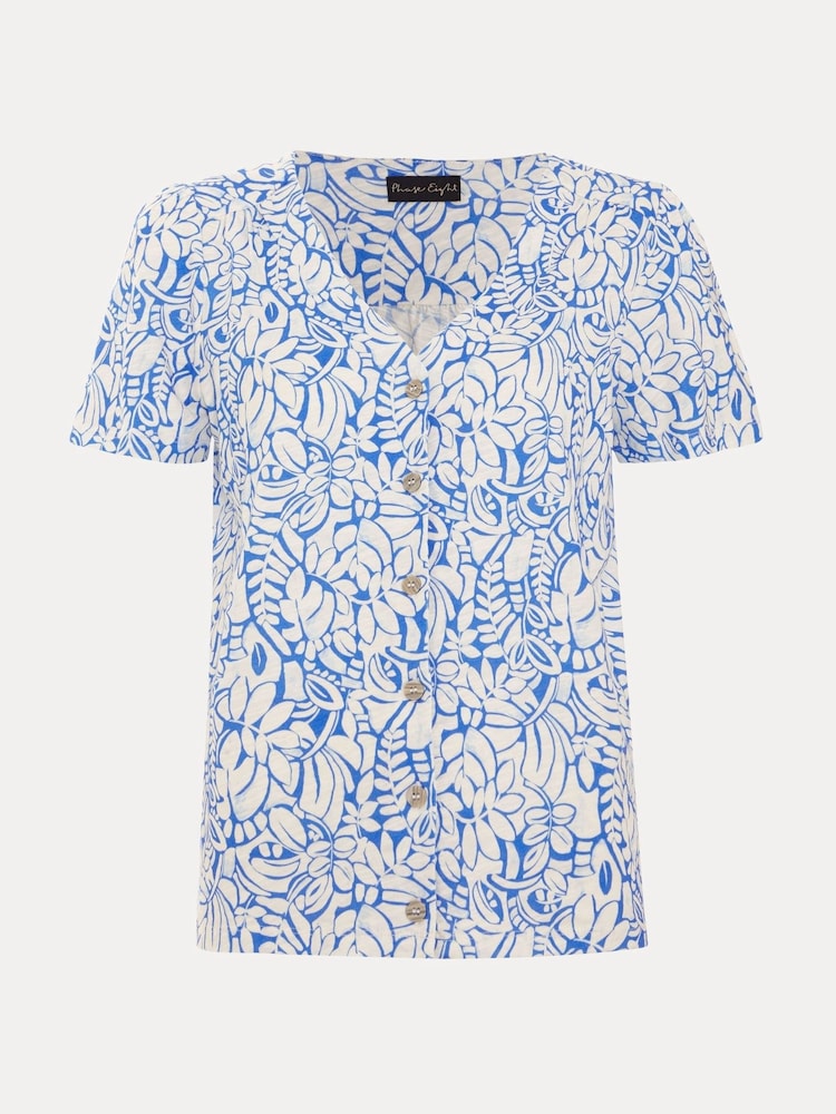 Phase Eight Blue Lorenna 100% Cotton Print Top - Image 7 of 7
