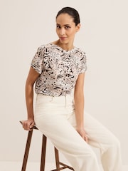 Phase Eight Black Suzie Button 100% Cotton Top - Image 4 of 6