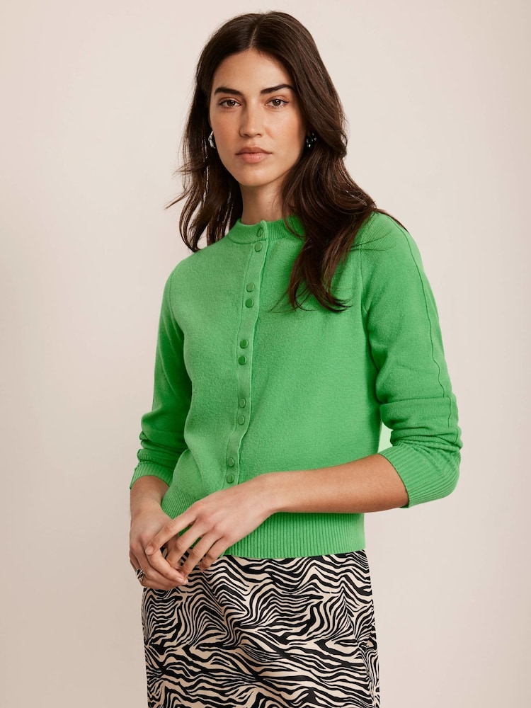 Mint Velvet Green Cotton Blend Cardigan - Image 5 of 8