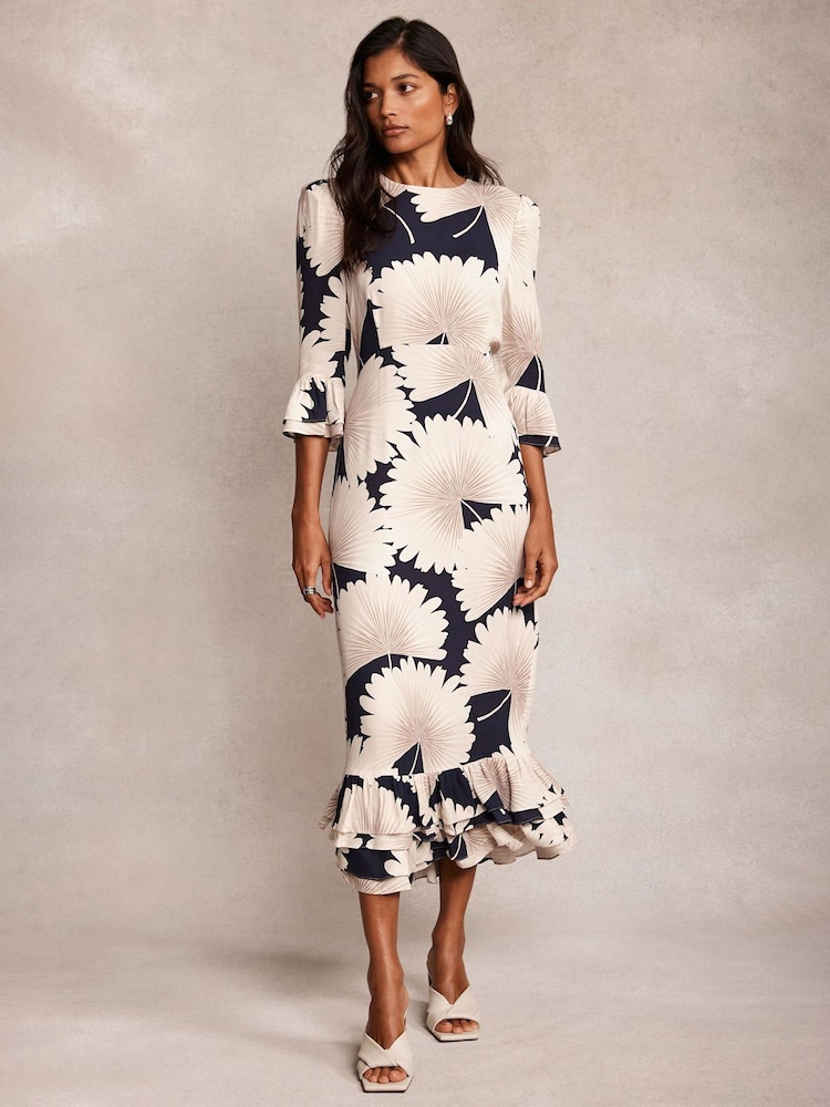 Mint Velvet Blue Floral Print Midi Dress - Image 2 of 9