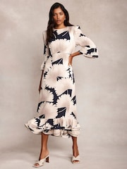 Mint Velvet Blue Floral Print Midi Dress - Image 3 of 9