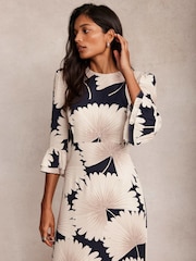 Mint Velvet Blue Floral Print Midi Dress - Image 4 of 9