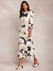 Mint Velvet Blue Floral Print Midi Dress - Image 5 of 9
