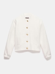 Mint Velvet White Boucle Bomber Jacket - Image 7 of 9