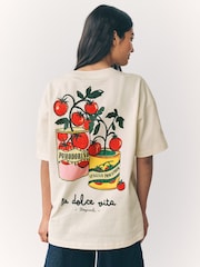 Cream/Red Graphic Print Beach T-Shirt - Image 3 of 9