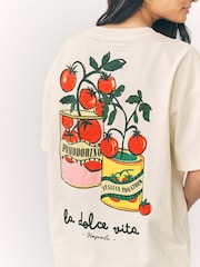 Cream/Red Graphic Print Beach T-Shirt - Image 4 of 9