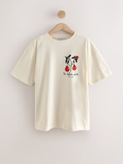 Cream/Red Graphic Print Beach T-Shirt - Image 6 of 9