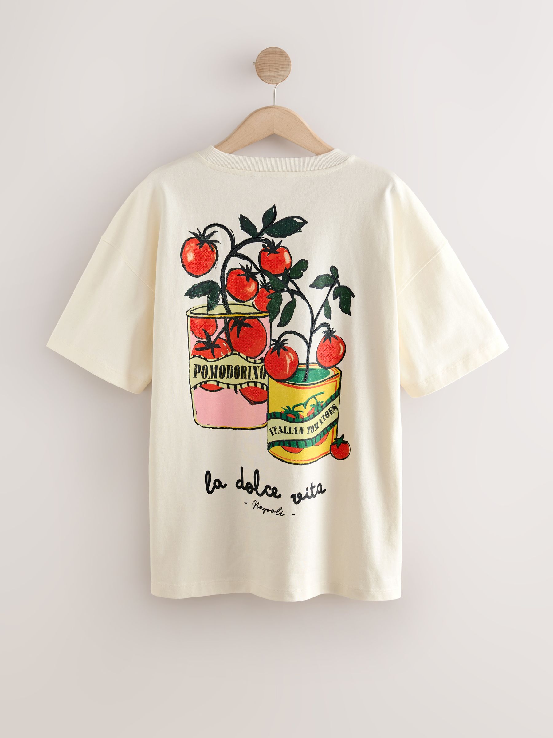 Buy Cream/Red Tomato Graphic Print Beach T-Shirt from Next USA