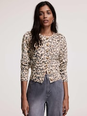 Mint Velvet Cream Leopard Print 100% Cotton Cardigan - Image 3 of 7