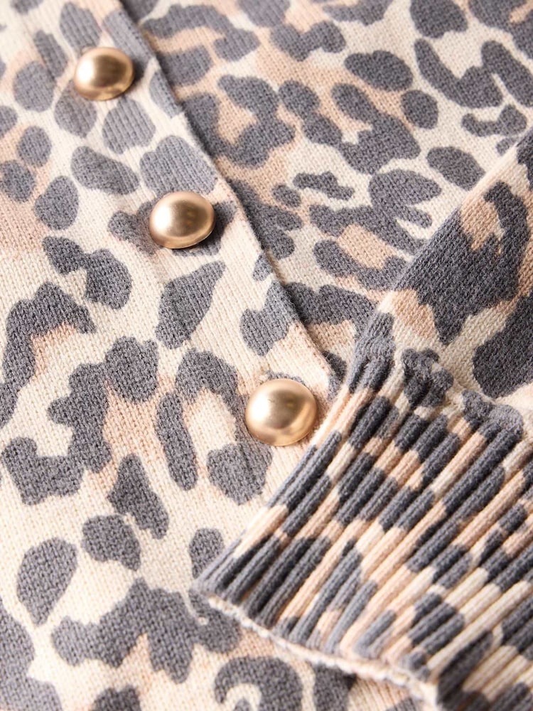 Mint Velvet Cream Leopard Print 100% Cotton Cardigan - Image 7 of 7