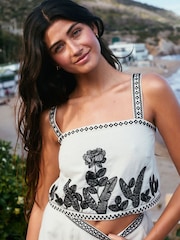 Ecru Marl Embroidered Beach Top - Image 2 of 5