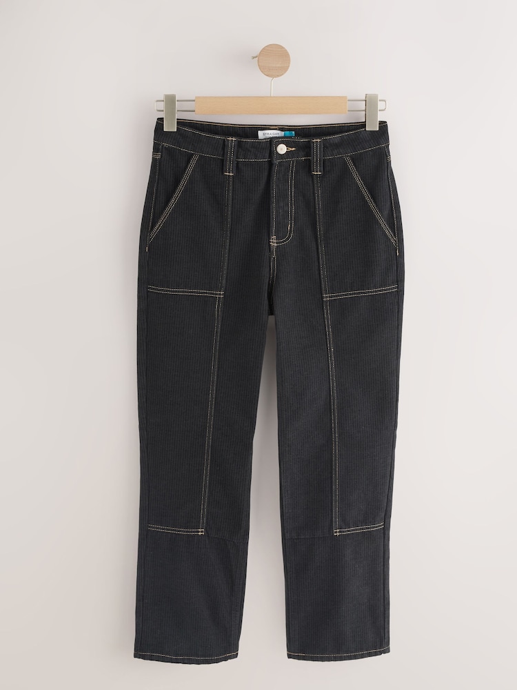 Schwarzer Cord - Ankle Straight Leg Carpenter Jeans - Bild 1 von 11