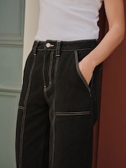 Schwarzer Cord - Ankle Straight Leg Carpenter Jeans - Bild 10 von 11