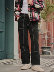 Schwarzer Cord - Ankle Straight Leg Carpenter Jeans - Bild 8 von 11