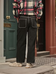Schwarzer Cord - Ankle Straight Leg Carpenter Jeans - Bild 9 von 11