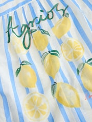 Blue/White/Lemon Print - Camisas de praia Cover-Up - Imagem 7 de 8