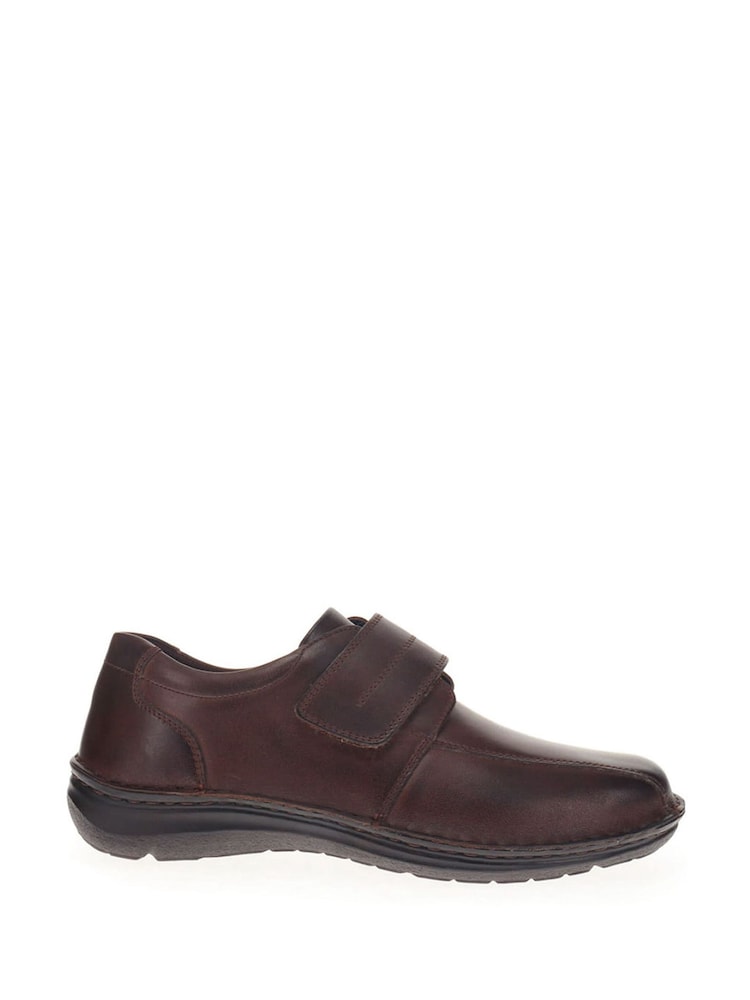 Pavers Dark Brown Leather Touch Fasten Shoes - Image 1 of 5