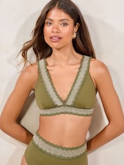 Lipsy Khaki Green High Waist Scuba Elastic Bikini Bottoms - Image 2 of 4